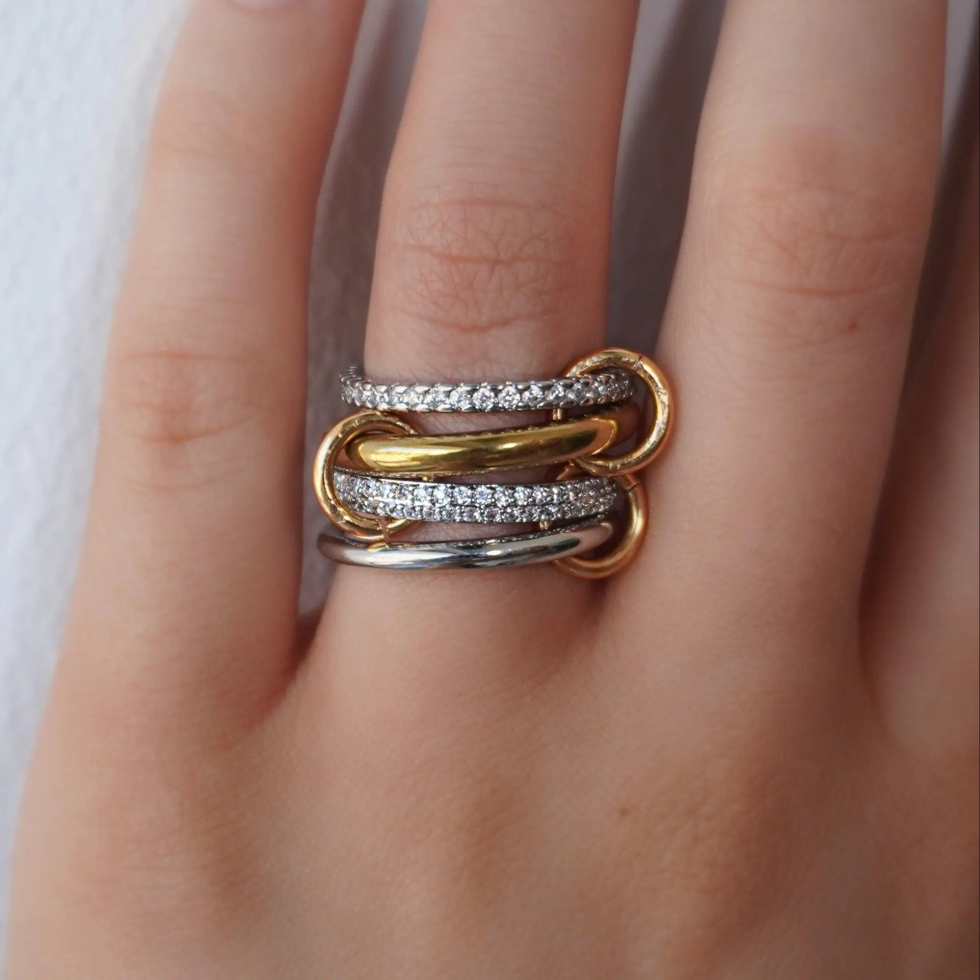 EVRY JEWELS Gold or Silver Plated Women's Hypoallergenic Viral Stacked Rings