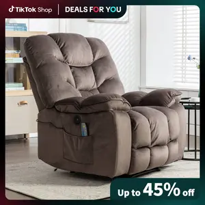 【3 Package Delivery】[Dealsforyoudays] Ebello  Havemeyer 40.9" Wide Microsuede Heated Massage Power Recliner With USB Charging Port