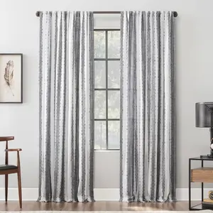 84"x52" Slub Texture Stripe Cotton Light Filtering Curtain Black/White - Archaeo 84"x52" Slub Texture Stripe Cotton Light Filtering Curtain Black/White - Archaeo