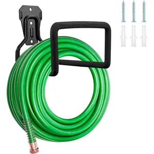 Hose Holder Wall Mount,1pc Black Garden Hose Holder,Water Hose Holders for Outside,Hold 125ft Hose, Reliable and Heavy Duty Rust-Free Hose Rack for Water Hose, Keep Your Backyard Neat and Clean