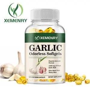 Xemenry Odorless Garlic Softgels - Supports heart health, strengthens immunity - Highly absorbable - Contains high-quality ingredients including garlic, royal jelly, and bee pollen.