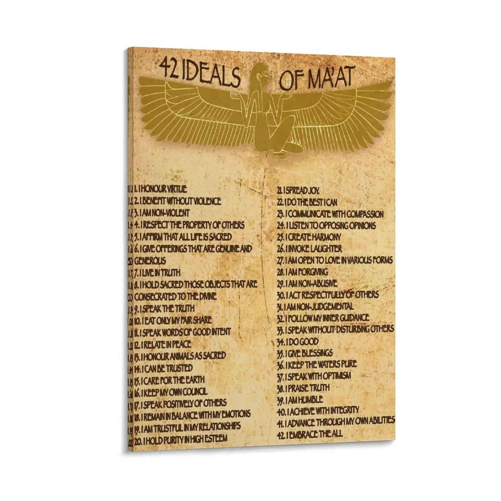 The 42 Laws Of Maat Negative Confessions Poster 24 Poster Canvas Wall Art For Bedroom Decor Bar Office Room Decor Gift