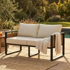 Furnimart Outdoor Patio Furniture, 2-Seater Metal Modular Patio Set, Modern Outdoor Modular Sofa, Couple's Sofa, Perfect for Backyards, Gardens, and Porches