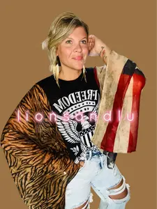 Handmade Rocker Tee by Lions & Lu Boutique Unique Women's Wear, Custom Sassy, Airy and Patriotic Tee Perfect for Summer, Concerts, Parties & More