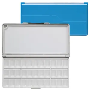 MEEDEN Watercolor Palette with Lid: 33 Wells Airtight Folding Paint Palette with Large Mixing Tray - Empty Acrylic Painting Art Pallet 12.5''x 6.5'' Yellow