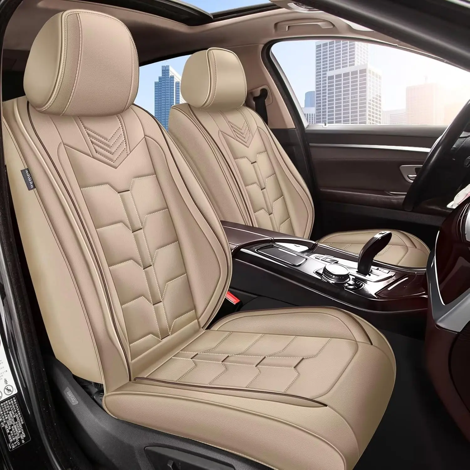 Seat Covers Fit forfor Buick Lacrosse 2008-2019  2PCS Front Car Seat Covers Faux Leather Seat Cushion Waterproof Auto Protectors( BEIGE,BLACK GRAY.5seats) Universal