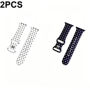2PCS Polka Dot Plaid Silicone Watch Band, Soft Comfortable Strap Compatible with Apple Watch 5 To 11 And SE for Daily Casual Wear (Strap Only)