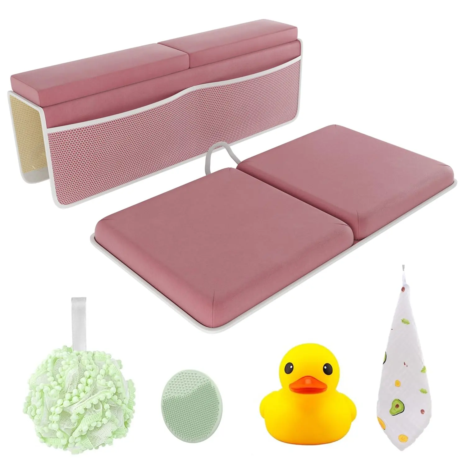 Sleepah Baby Bath Kneeler and Elbow Rest Pad Set with Memory Foam - Pink