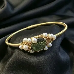 Wire rapping Freshwater pearl bangle（4mm）