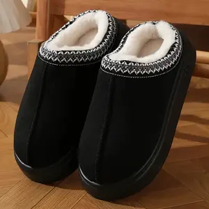 Women & Men Slippers Soft Warm Eva Sole Thick Cushioned Indoor Home Shoes Lace Decor Casual Winter Slipper Suitable for Home Outdoor Hand Washable Ladies Slippers Unisex Slippers House Slipper