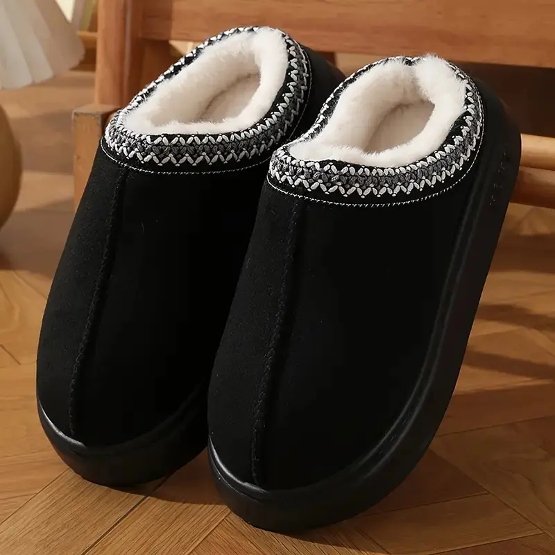 Women & Men Slippers Soft Warm Eva Sole Thick Cushioned Indoor Home Shoes Lace Decor Casual Winter Slipper Suitable for Home Outdoor Hand Washable Ladies Slippers Unisex Slippers House Slipper