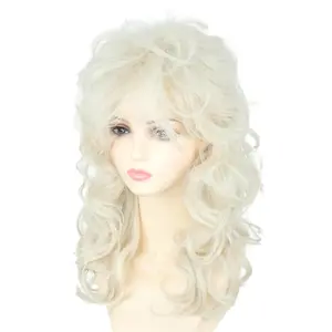 Women's Wigs 70s 80s Fashion  Wigs  Blonde Long Curly Beehive Wigs for Halloween Costume Party Wig