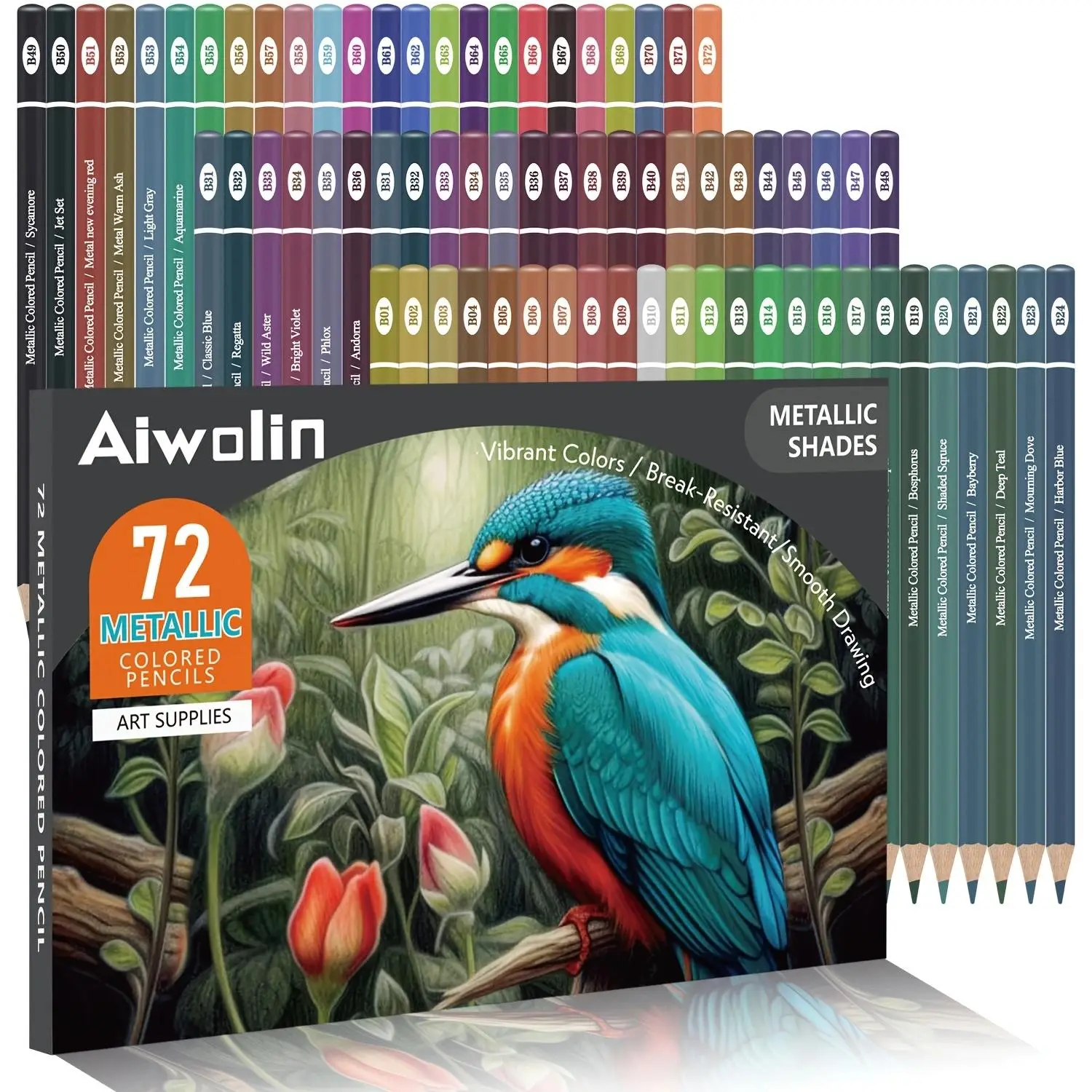 Metallic Colored Pencil Set, 72pcs/set Colored Drawing Pencil, Wooden Colorful Pencil for Artists Drawing Coloring Books Sketching