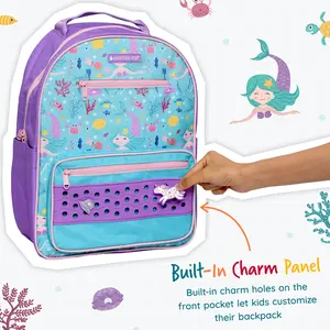 Elemental Kids Buddy Backpack for Boys & Girls Ages 5 to 8, 15" Tall Bag for Kindergarten & Elementary School Lightweight Bookbag with Adjustable Straps for Kids - Charm Panel & Name Tag