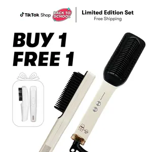 K·SKIN x Yami KD377 Limited Edition Hair Straightening Brush Set with 40M Negative Ions & 8000mAh Battery for Healthy Shine & Cordless Travel Friendly Design - Traditional