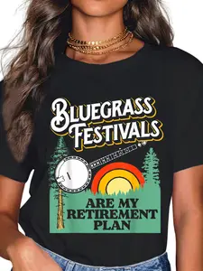 100% Cotton Unisex Bluegrass Festivals: My Retirement Plan! Funny Banjo Music T-Shirt