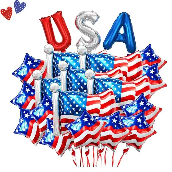 20PCS 4th of July Balloons, Red White Blue Balloons, American Flag Balloons, Patriotic Decorations, USA Independence Day Party Supplies