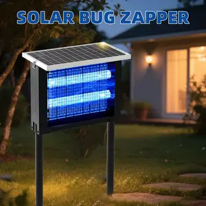 Solar Bug Zapper Outdoor Waterproof Mosquito Killer Lamps with Smart Light Sensor & 3000V Grid for Patio Yard Camping Kitchen or Garage Electronic Pest Repellent