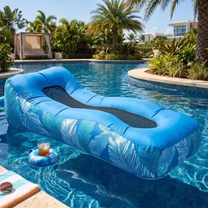 Portable Inflatable Air Lounger Sofa with Shade Canopy, Waterproof Water Hammock Pool Float & Outdoor Camping Blow Up Couch, Fast Inflation Fan & Stakes Included