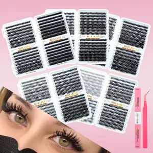 RITALASH 640PCS Lash Clusters book KIT DIY Eyelash Extensions Clusters Lashes book D Curl Individual Lashes KIT Eyelash Clusters DIY at Home