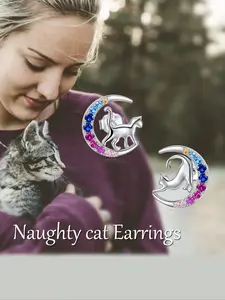 Elegant S925 Sterling Silver Cat Earrings, Durable Jewelry for Women & Girls, Perfect Gift for Birthdays, Anniversaries, Holidays