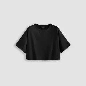 Cider [9 colors, size 0-26] Round Neckline Oversized Crop Top Curve & Plus