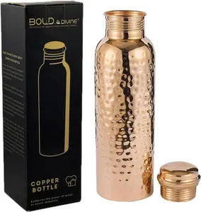 BOLD & DIVINE Premium 32oz Pure Copper Hammered Water Bottle for Drinking - Ayurvedic Health Benefits - Handcrafted Copper Water Vessel - Leak-Proof Design, Rust-Free - Eco-Friendly Choice