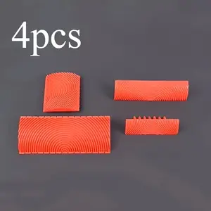 4pcs Wood grain rubber roller brush painting tool for home decoration art relief texture