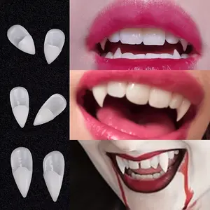 8-piece set (4 pairs) vampire fangs cosplay set, realistic fang costume props, role-playing teeth accessories for surprise parties, includes glue and tweezers, no batteries required — perfect for cosplay and horror party decoration