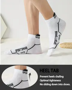 5 Pairs Mens Ankle Athletic Socks Running Socks Cotton Low Cut Breathable Cushioned Arch Support Casual Socks