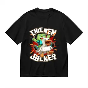 Youth Chicken Jockey T-Shirt – Funny Minecraft-Inspired  For Boy Girl, Full Color, Gift For Young Game Lovers, Quirky Heavy Cotton Shirt Golf Gift T-Shirt For Men And Women All-season graphic tees