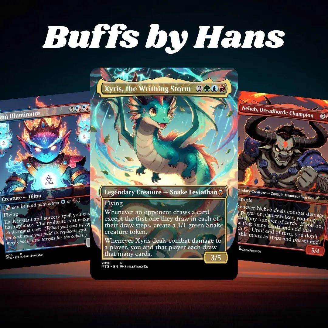 Proxy 100+ Cards – Buffs by Hans – Power Boost, Combat Tricks & Creature Synergy Custom Full Art Commander EDH Deck | Ready to Play Strategy Card Set | Premium Collector Gift