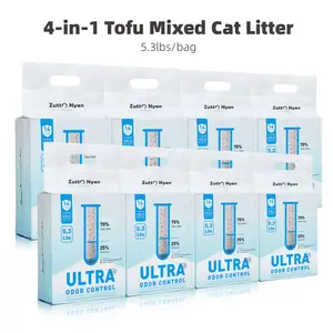 (8-Bag Pack) ZuttoNyan 4-in-1 Natural Tofu Cat Litter, 42.4lbs – Rapid Clumping, Dust-Free, Odor Control Formula for Automatic Smart Litter Boxes