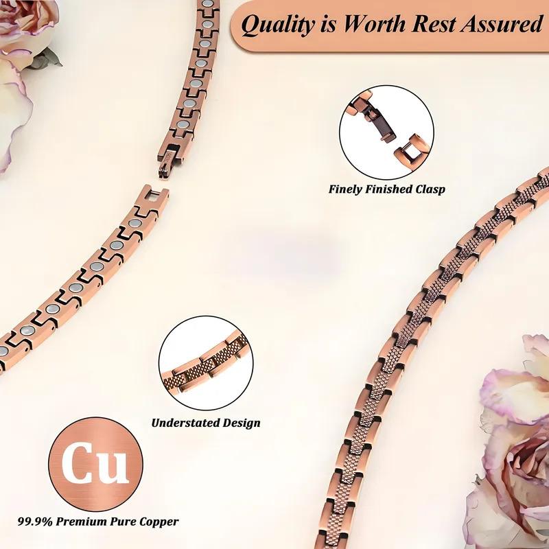 Energy Series Unisex 99% Pure Copper Magnetic Necklace Adjustable Chain Jewelry for Men Women One-Piece Design Gift with Sizing Tool