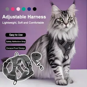 Cat Harness and Leash Set – Upgraded Escape-Proof Adjustable Kitten Vest with Leash. Escape-proof cat harness, perfect for small cats’ outdoor walks. Soft, breathable mesh jacket for comfort and safety.