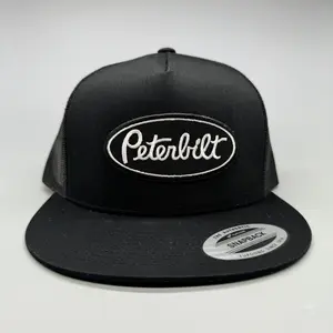 Black Peterbilt Trucker Hat, Funny Hat, Retro Mesh Back Snapback, High Crown, Hunting Hat, Fishing Hat, Variations Available, Adult Size