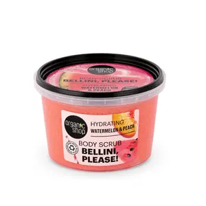 Organic Shop Watermelon & Peach, Hydration & Exfoliating Body Scrub, 100% Vegan & Organic, Daily Exfoliant, Detox & Moisturizer, Body, Face, Hand & Foot, Intensive Care & Skin Toning. 250ml.