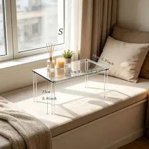 Adiison 2pcs L9.84inch*W5.9inch Rectangular Stands Shelf Clear for Decor, Clear Display Risers Cake Shelves Retail Shoe Showcase Acrylic Risers  Clear Rectangular Display for Perfume Organizer, Figures, Jewelry, Dessert Table & Cupcake