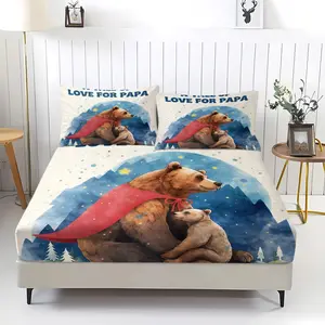 Bear Pattern Bed Sheet Set, Anti-Slip Dustproof Soft Bedroom Dormitory Bedding, Perfect for Moving and Valentine's Day Gift, Includes 1 Bed Sheet and 2 Pillowcases