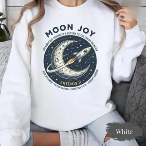 Moon Joy Artemis II Shirt Lunar Mission Tee, Crewed Moon Flyby Graphic Top, Humanity Returns to the Moon Gift
