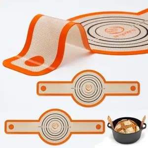 Bread Sling Dutch Oven -   . Non-Stick & Easy Clean  Bread Baking Mat. With Extra Long Handles Bread Baking Sheet Liner, 2 Orange Set for Transferable Dough