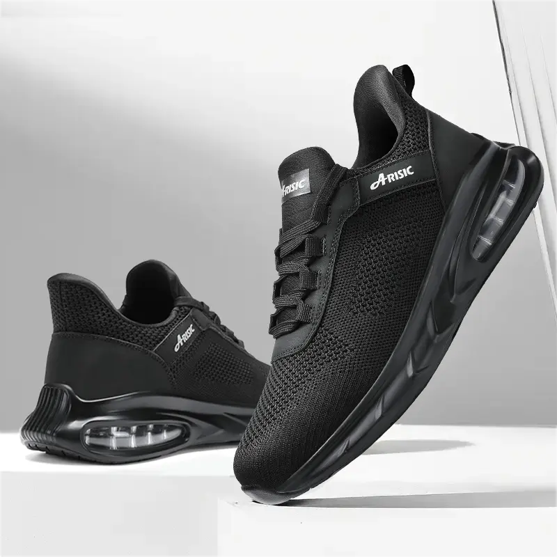 Women's Closed Round Toe Slip-On Steel Toe Sneakers - Athletic Work Safety Footwear, Non-Slip, Waterproof, Wide Fit, 0 Drop, Breathable Mesh, Rubber Sole, All Seasons Kitchen Shoes (Black)