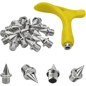 Track Spikes 1/4inch for Men Shoes Stainless Steel Replacement with Wrench for Youth Sports Running 48pcs