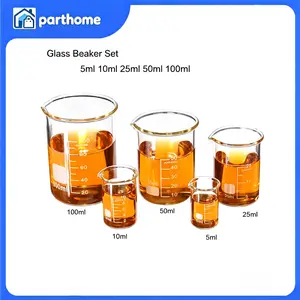 1Set Low Form Glass Beaker 5 10 25 50 100ml Borosilicate Measuring Lab Glassware