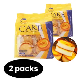 Success Import 2 Packs& 1pack Soft & Delicious Egg Tarts Cake - 8 Pieces per Pack 14.1oz Each Creamy Nata Snack Dessert Perfect for Breakfast Afternoon Tea