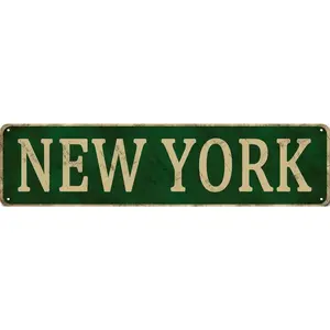 Vintage Metal New York Sign America State Name Funny Tin Signs Wall Art Decor Poster for Home Bar Farmhouse Office Home Classroom Garage Indoor Outdoor Gift 4x16 Inch