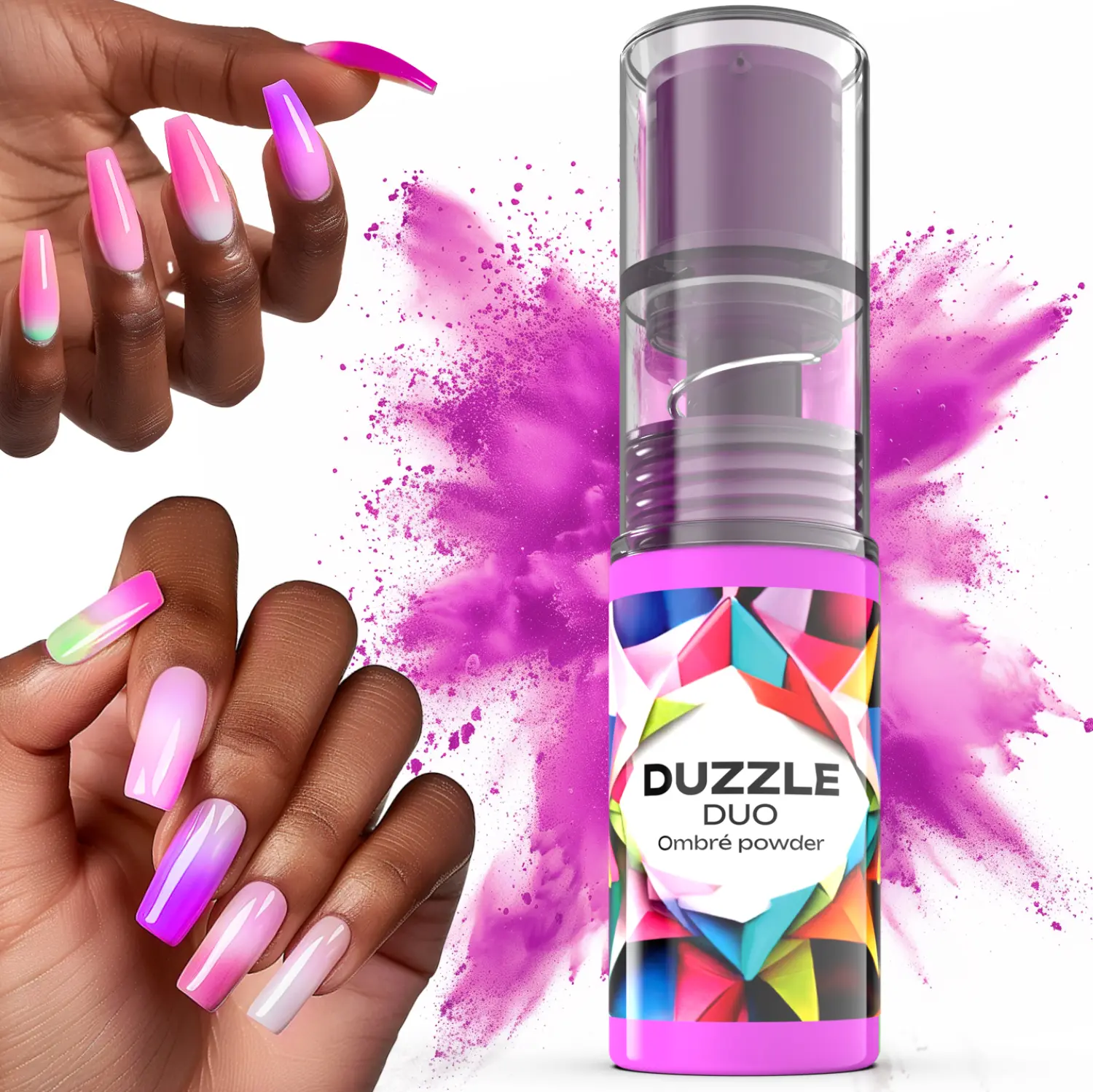 Duzzle Duo Acrylic Powder Ombre Spray – No Airbrush Easy to Apply Acrylic Nail Powder for Professional Salons, Home Manicure, Pedicure – Nail Dip Powder Acrylic Nail Supplies – Clean Cuticles