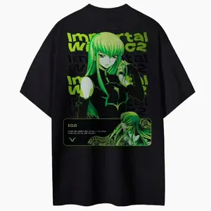 New Code Geass Anime  T-Shirt C.C. Character Green Hair Immortal Witch Quote Print Men Women Cotton Unisex Comfort Fit Streetwear 1TO