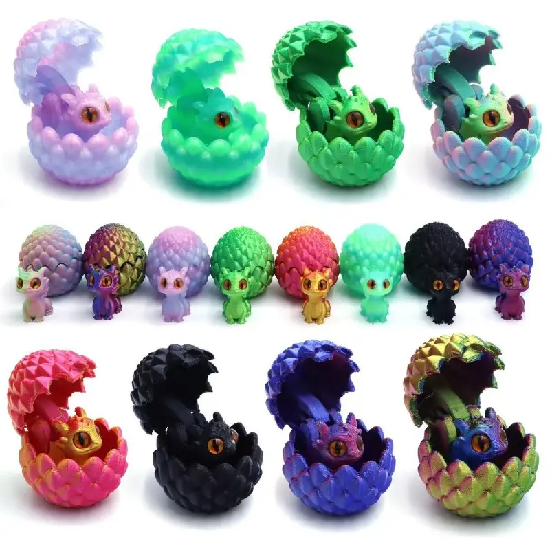 3D Printed Dragon Egg & Mini Dragon Figurine Set - Vibrant Random Colors, Fantasy Collectible Decoration, Glam Home Decor Statue, Ideal Gift for Easter, Valentine's Day, Figurines, Collectible Ornament, Christmas