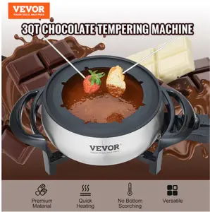 VEVOR Electric Fondue Pot Set – 3-Quart Stainless Steel Chocolate and Cheese Fondue Maker with Temperature Control & 8 Forks